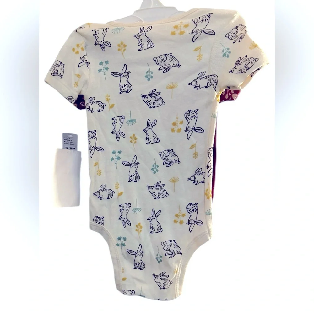 Koala Kids Cream and Red Floral Set of 3 onesie’s